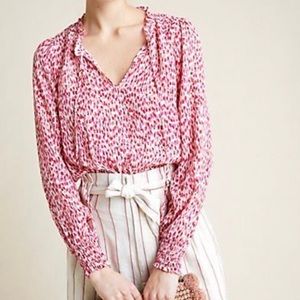 kachel x anthropologie Pink Silk Blend Boho Lightweight Jumper Top Size 10